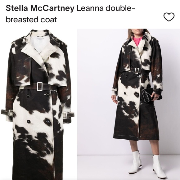 STELLA MCCARTNEY OFF-WHITE COW PRINT LEANNA TRENCH COAT sz38 - Picture 8 of 9